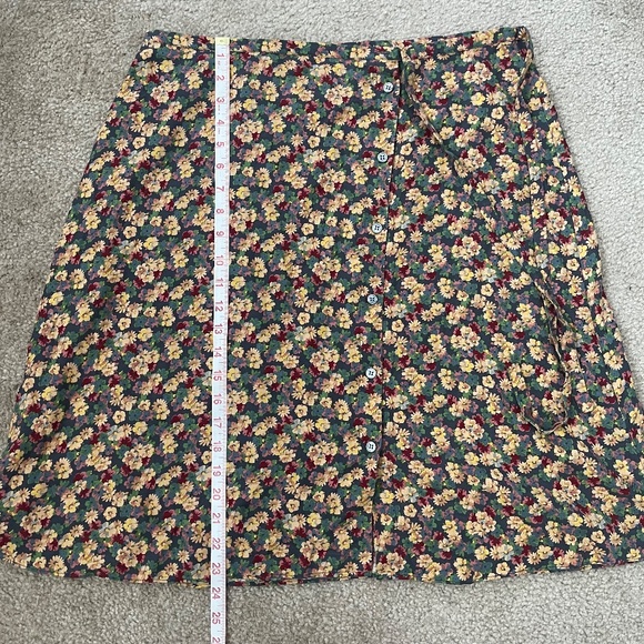 Vintage Laura Ashley Silk Floral Print Button Down Tie Skirt - Picture 8 of 9